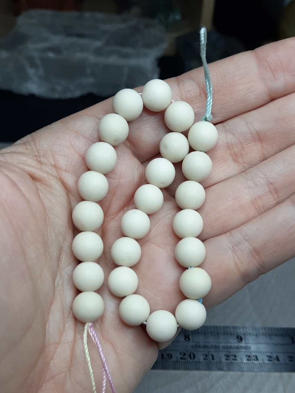 #5- 8mm Smooth Matte River Stone 8-Inch Bead Strand